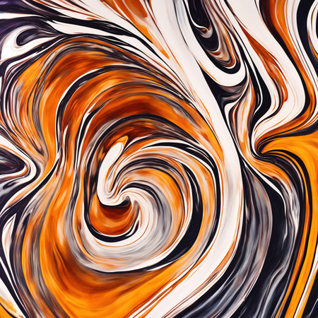 Generative AI, a colorful painting showing some water and swirls, in the style of dark white and dark amberの素材