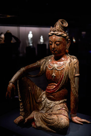 Statues of Buddhist Buddhas from various countries and eras collected by Tsz Shan Monastery in Hong Kongの写真素材