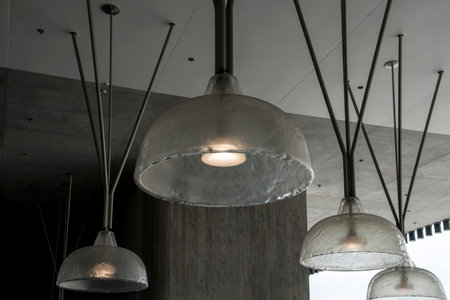 Close-up of glass covered chandelier in modern design style