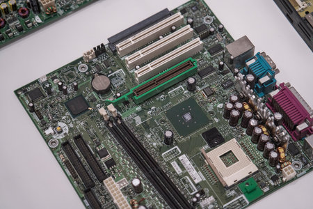 Various old computer motherboards and computer accessories