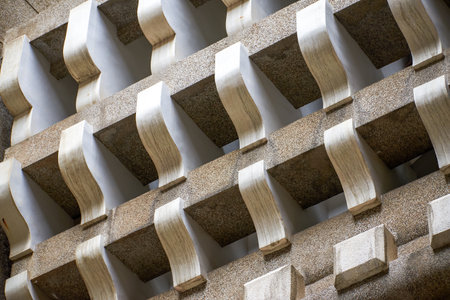Close-up of regular cement building roof