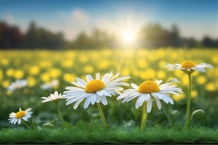 Small chrysanthemums blooming outdoors in the sunshineの写真素材
