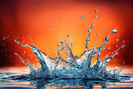 High-speed photography of the moment when water splashes