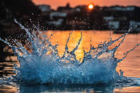 High-speed photography of the moment when water splashesの写真素材