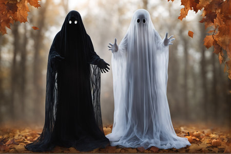 Halloween white ghost ghost wallpaperの写真素材