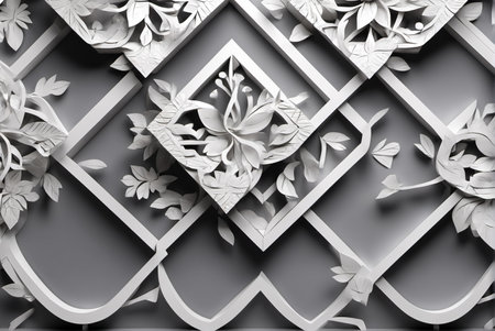 Flowers and leaves relief carving on plasterboard 3D modelの素材
