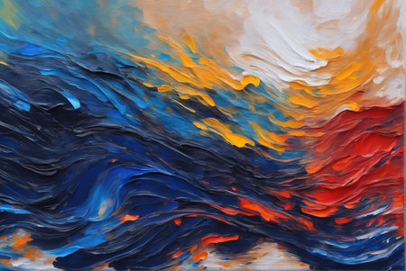 Colorful oil paint brushes wavy shapes background wallpaperの素材