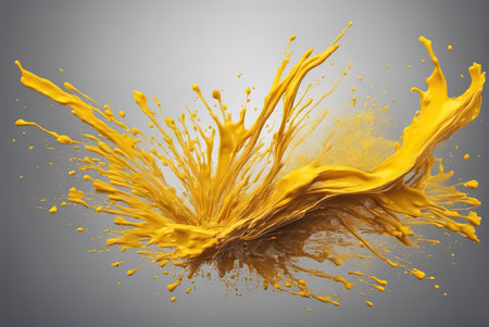 Yellow flowing paint explosion state backgroundの素材