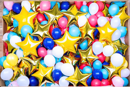Colorful star balloon environment celebrating holidaysの素材