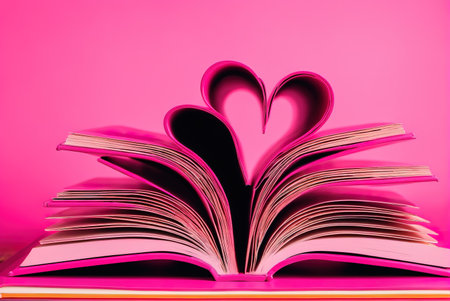 Valentine's Day hearts made of folded book pagesの素材