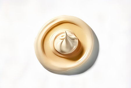Cosmetic cream on a white background. Close-up. Top view.の素材