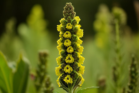 Close up of a yellow wild flower (Verbascum officinale)の素材