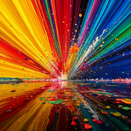 abstract background with color blots and brush strokes, rainbow colorsの素材