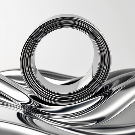 3d rendering of a metal ring with some reflections on it.の素材