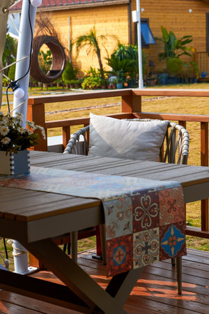 Table and chair seats for outdoor leisure campingの写真素材