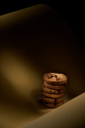 Delicious chocolate chip cookies, creative atmosphereの写真素材