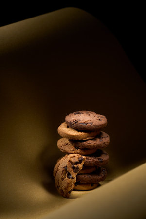 Delicious chocolate chip cookies, creative atmosphereの写真素材