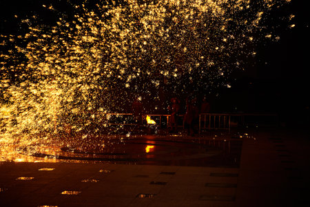 Chinese traditional performance skills, iron flower performanceの写真素材