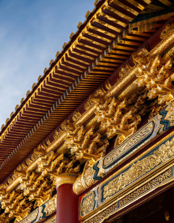Traditional Chinese style roof detail in the Forbidden City, Beijing, Chinaの素材