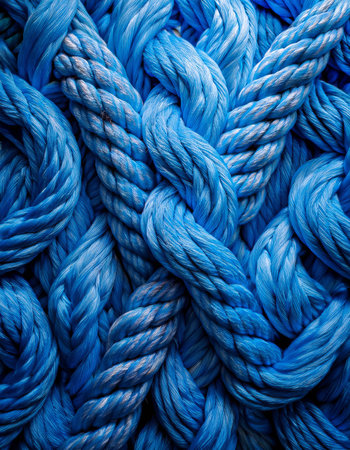 Blue rope background texture close up. Blue rope background texture. Blue rope background.の素材