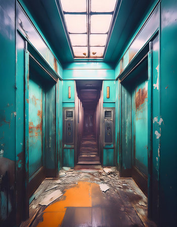 Abandoned corridor of an old hospital. Conceptual image.の素材