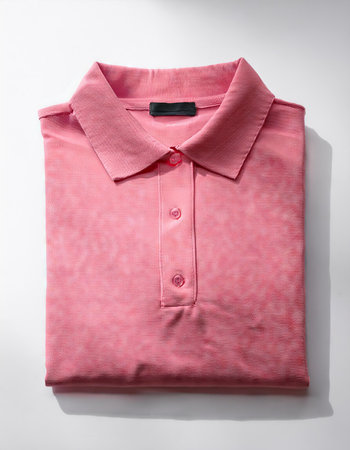 Pink polo shirt isolated on white background. Clipping path included.の素材