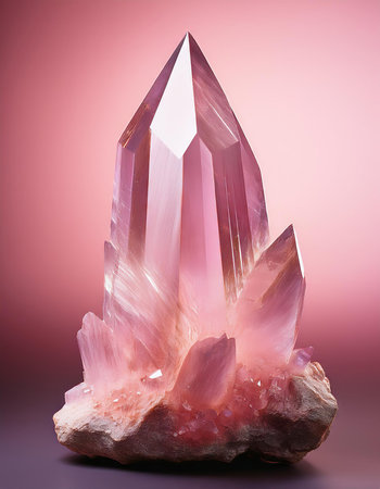 Natural gemstone on a pink background. 3d render illustration.の素材