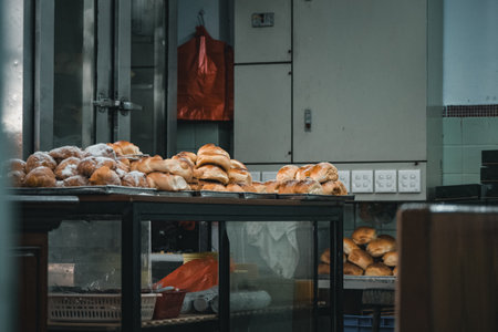 A traditional bakery in Macau, Chinaの写真素材