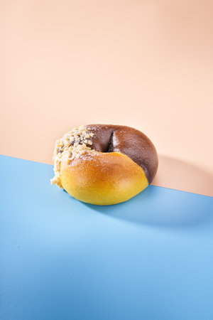 Delicious and fragrant two-tone bagel breadの写真素材