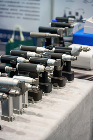 Close-up of various power tools used in medical surgery