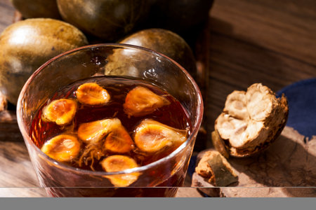A cup of sweet and delicious monk fruit tea, Chinese herbal medicine