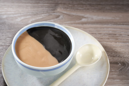 Traditional sweet soup dessert from Guangdong and Guangxi, China, sesame and peanut paste combinationの写真素材