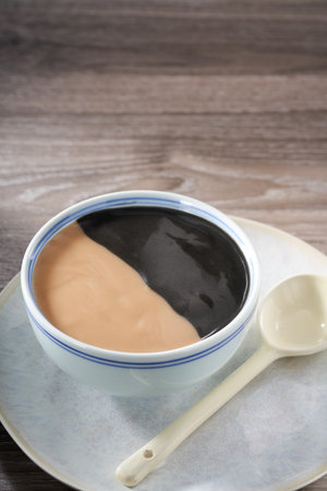 Traditional sweet soup dessert from Guangdong and Guangxi, China, sesame and peanut paste combinationの写真素材