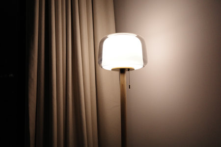 Close-up of modern glass lamps indoors