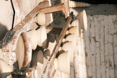 Close-up photos of a pottery workshop and ceramic pieces in Jingdezhen, Jiangxi Province, China
