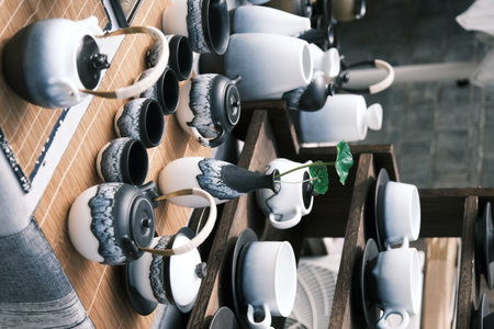 Various ceramic utensils and ornaments made in Jingdezhen, Jiangxi, Chinaの写真素材
