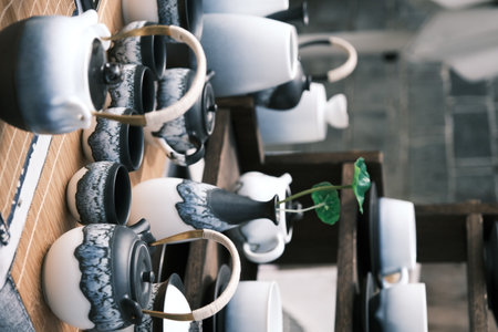 Various ceramic utensils and ornaments made in Jingdezhen, Jiangxi, Chinaの写真素材