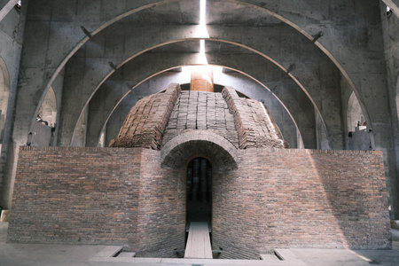 Clay kilns in a ceramics workshop in Jingdezhen, Jiangxi, Chinaの写真素材