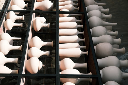 Clay embryos and molds at a ceramic studio in Jingdezhen, Jiangxi, Chinaの写真素材