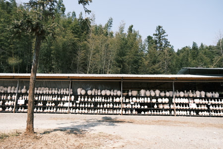 Clay embryos and molds at a ceramic studio in Jingdezhen, Jiangxi, China