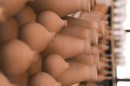 Clay embryos and molds at a ceramic studio in Jingdezhen, Jiangxi, Chinaの写真素材