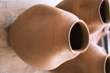 Clay embryos and molds at a ceramic studio in Jingdezhen, Jiangxi, Chinaの写真素材