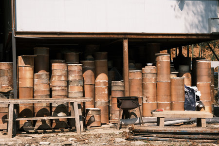 Clay embryos and molds at a ceramic studio in Jingdezhen, Jiangxi, Chinaの写真素材