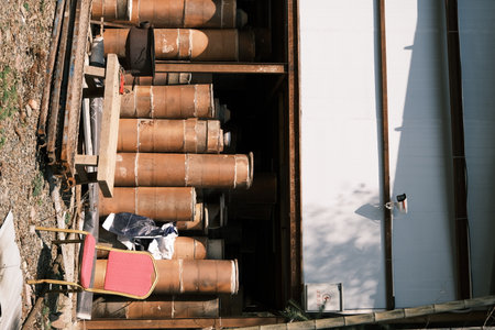 Clay embryos and molds at a ceramic studio in Jingdezhen, Jiangxi, Chinaの写真素材