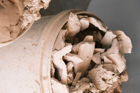 A pile of ceramic clay raw materials close-upの写真素材
