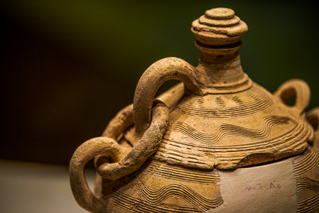Pottery containers from ancient Syrian civilization displayed in the museum
