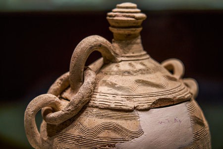 Pottery containers from ancient Syrian civilization displayed in the museum