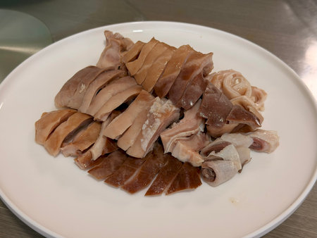 A plate of delicious boiled pork belly, a Chinese dishの写真素材