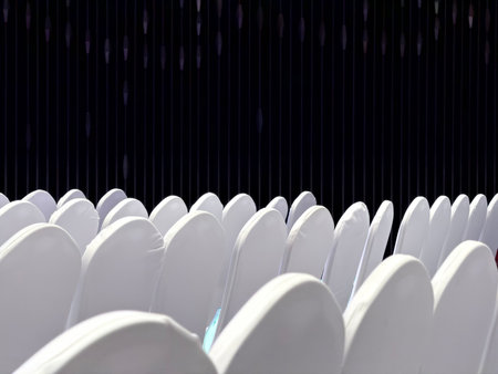 White chairs in the luxury hotel auditoriumの写真素材