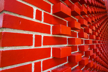 Modern red brick art design architecture in the cityの写真素材